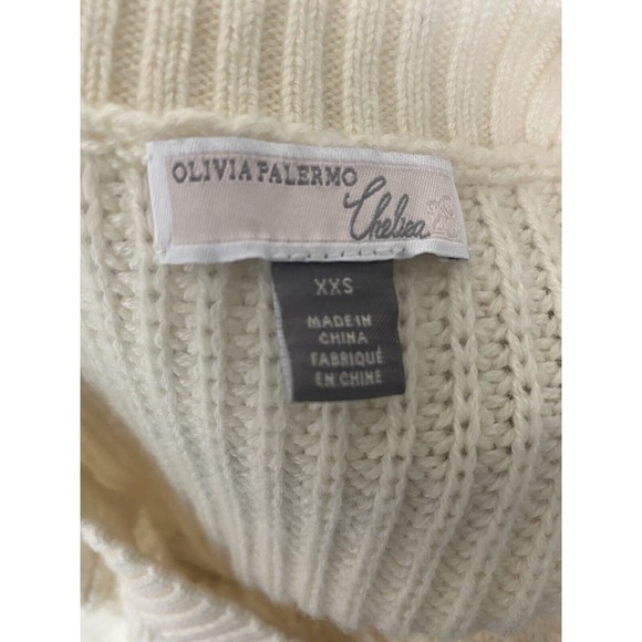 OLIVIA PALERMO CHELSEA28 Ribbed Cold Shoulder Pullover Sweater Ivory XXS XxSmall - Picture 5 of 7